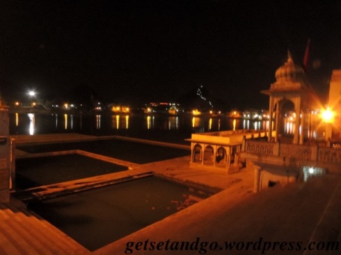 Pushkar Lake and the ghats by night