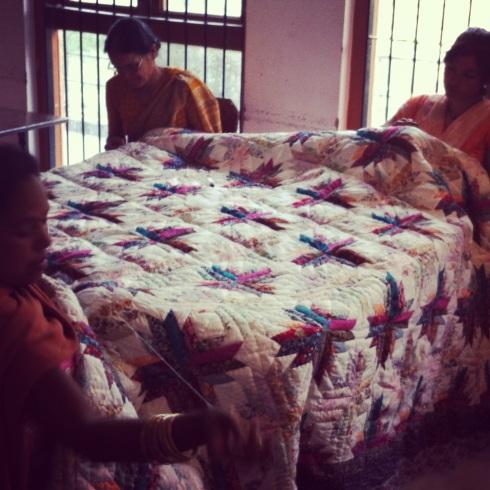 The women at work on another quilt