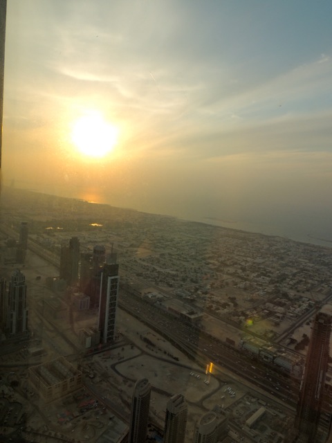 Sun setting over Dubai